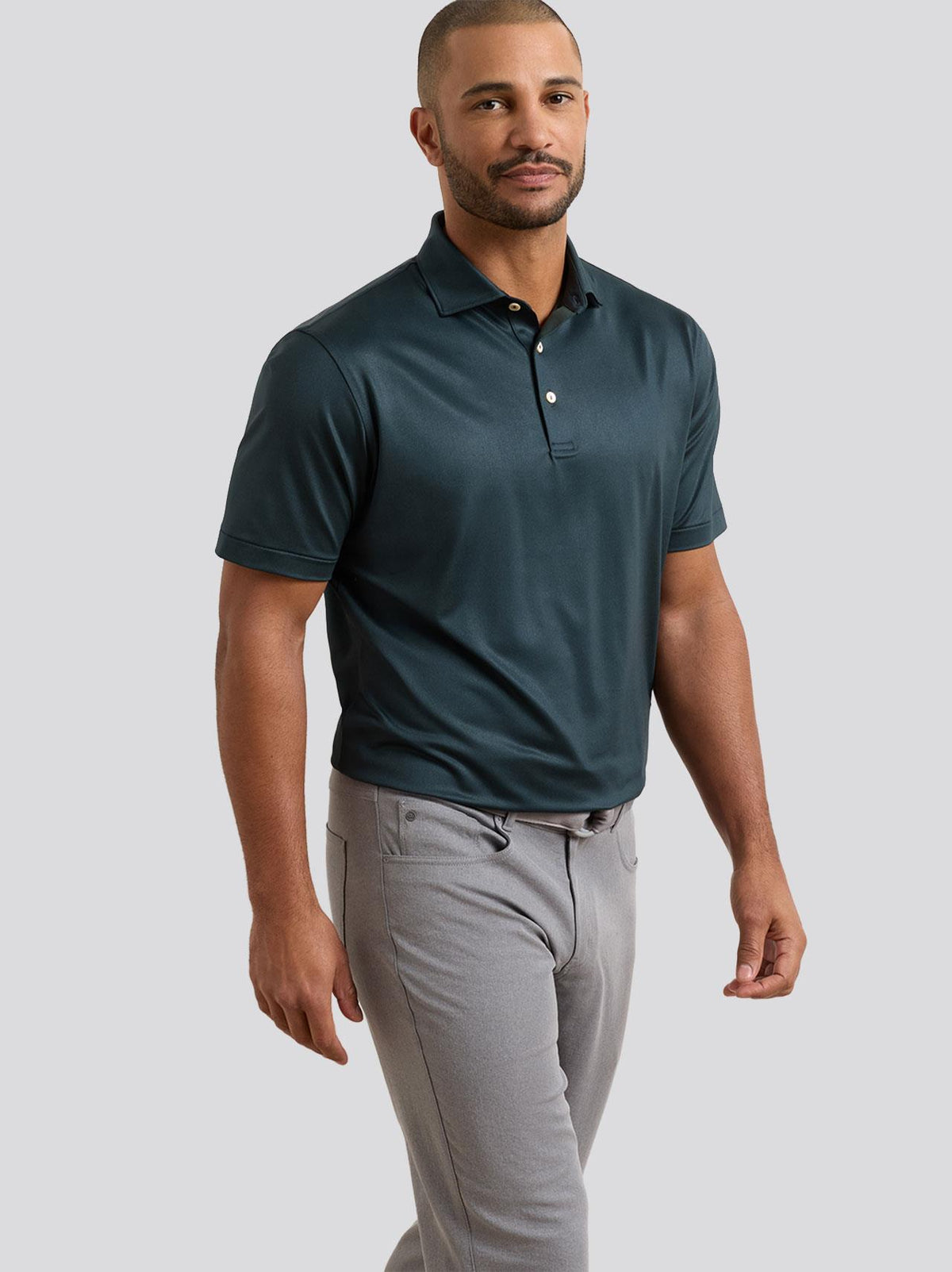 Herringbone Performance Jersey Polo Navy