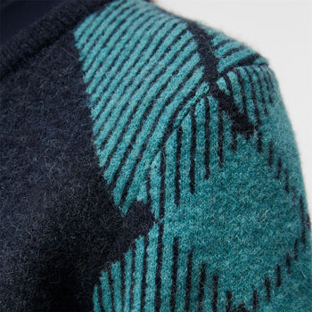 x Glenmuir Brea Knitted V-Neck Sweater Tartan Teal