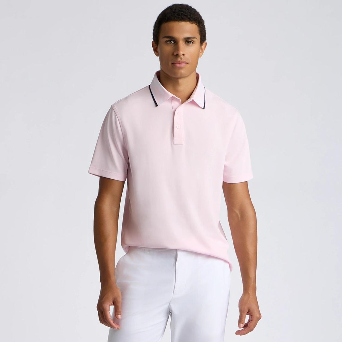 Camo Collar Performance Pique Polo Blush/Snow