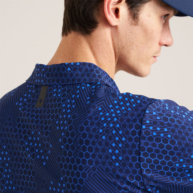 AOP Tech Camo Polo Blue