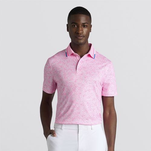 Fireworks Print Tech Jersey Polo Blush