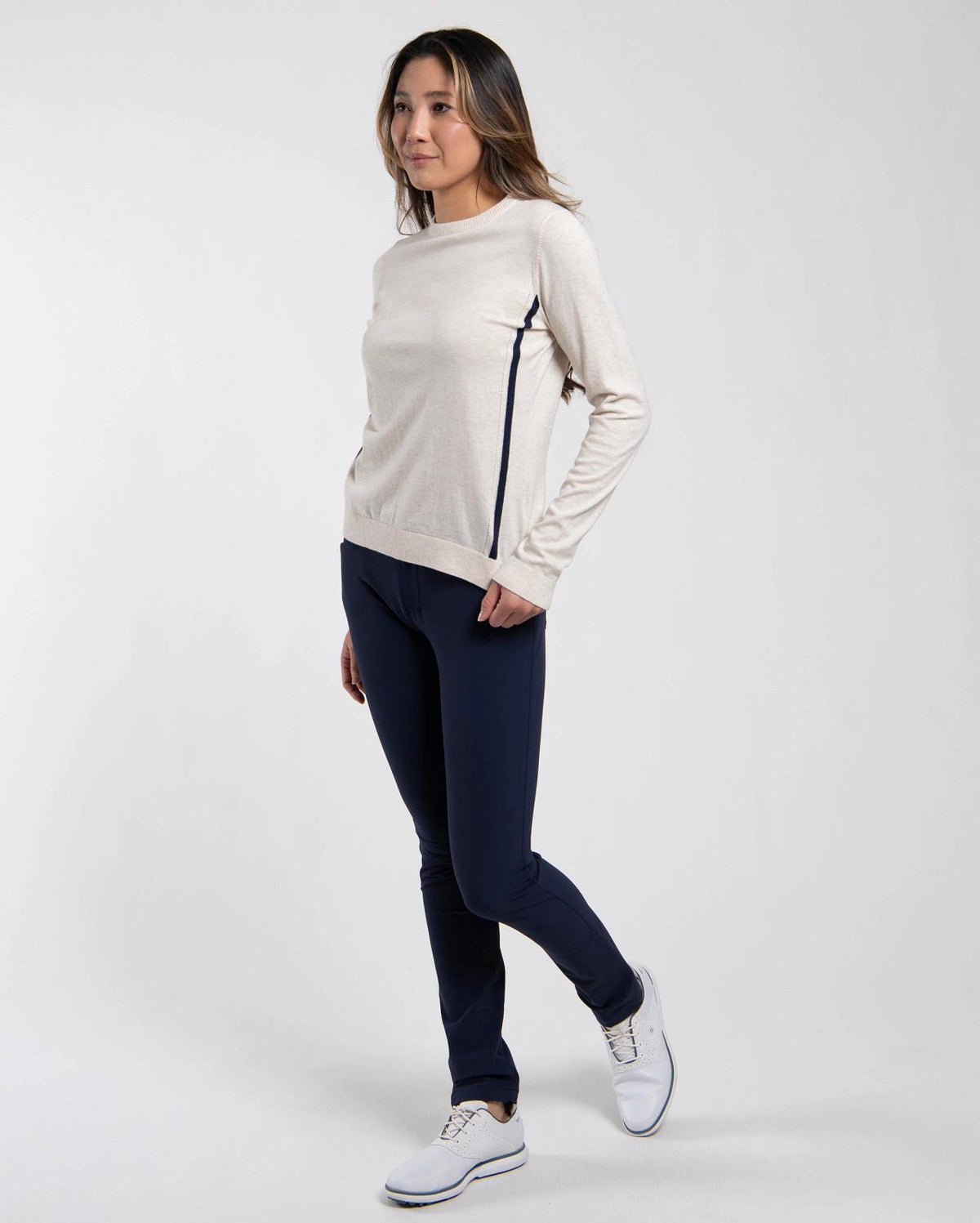 Crew Neck Sweater Alabaster/Atlanta Blue