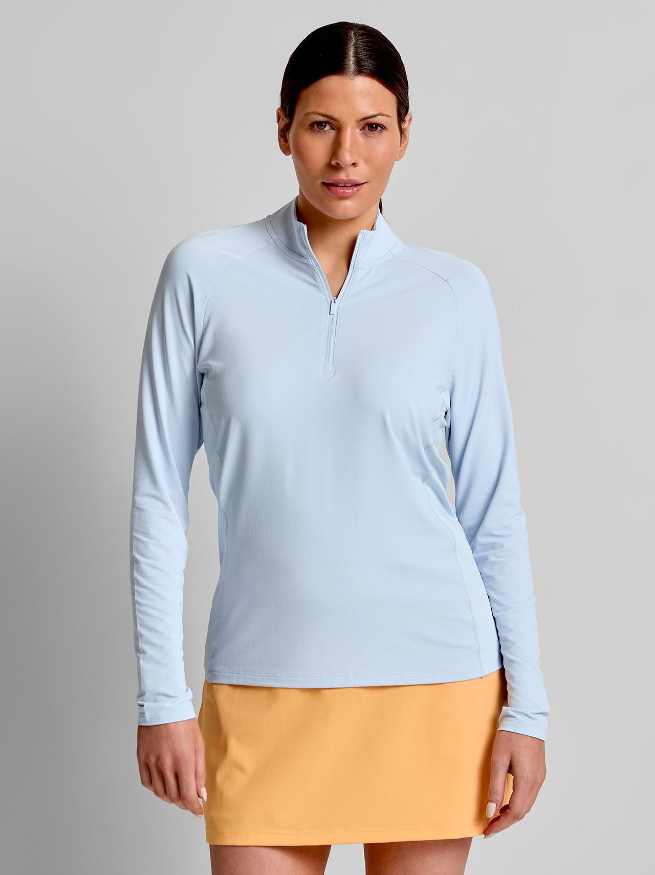 Ultimate365 Solid Quarter Zip Mock Neck Crystal Sky