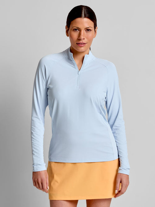 Ultimate365 Solid Quarter Zip Mock Neck Crystal Sky