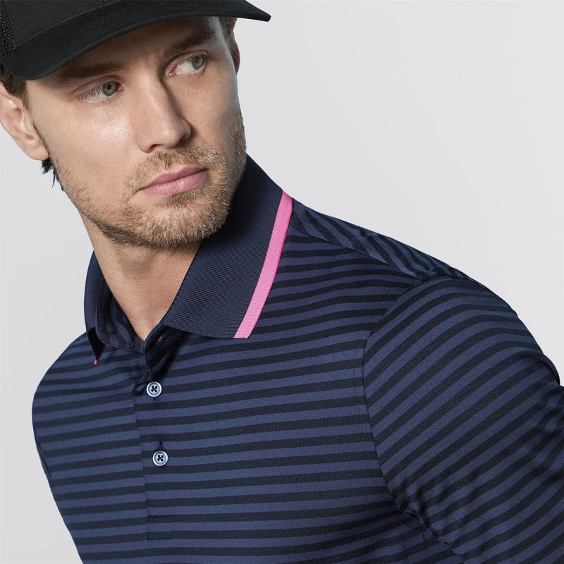Perforated Stripe Polo Twilight