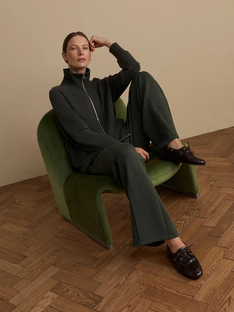 The Wide Leg 28 Inch Trousers Olive Marl