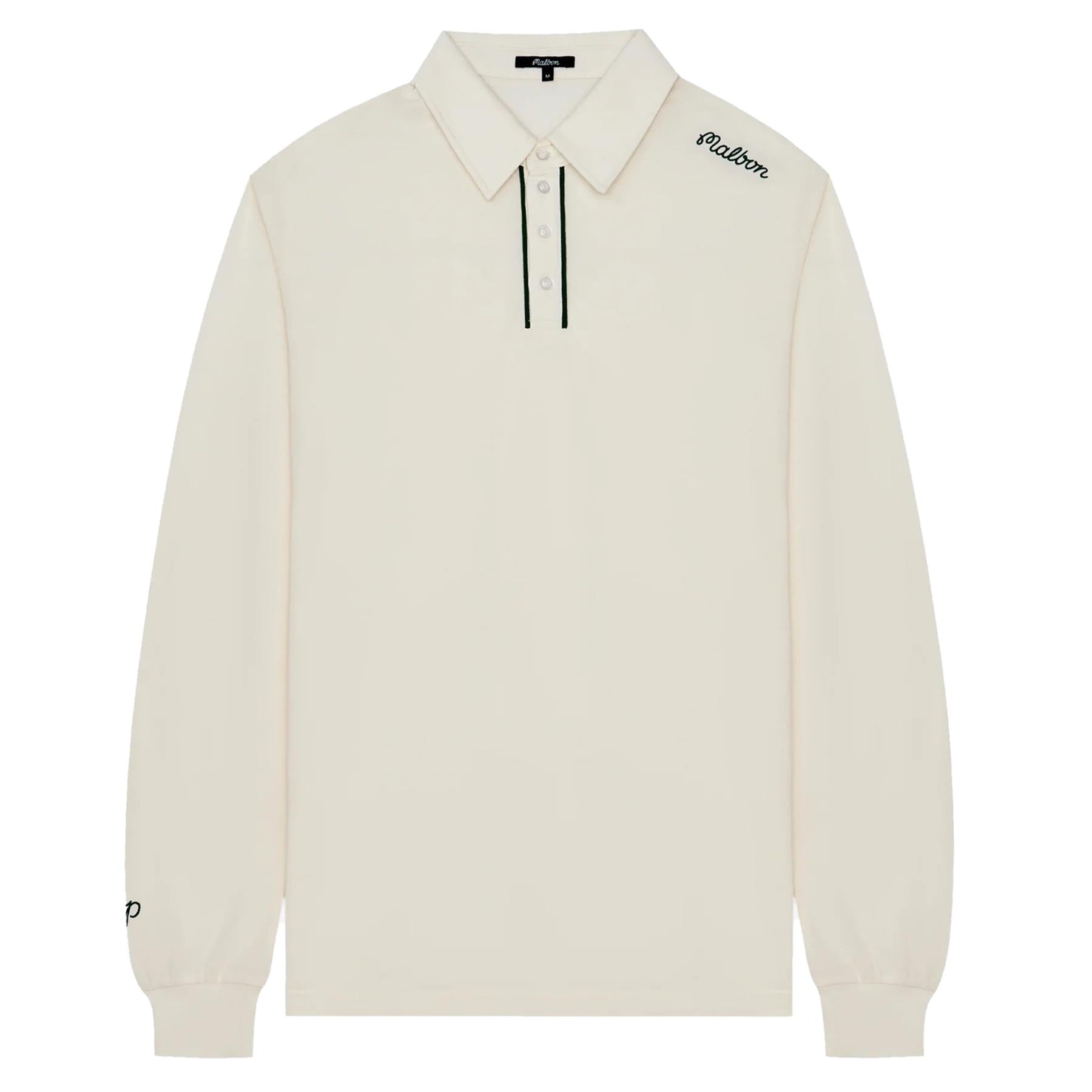 Malbon Golf x Jesper Parnevik LS Cotton Pique Polo Cream