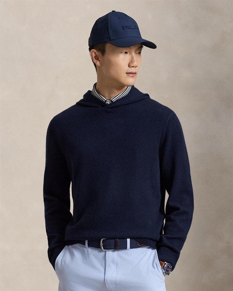 Washable Cashmere Hooded Sweater Refined Navy