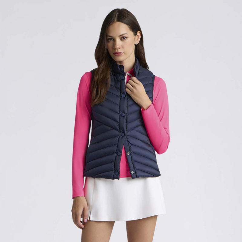 V Down Quilted Stretch Tech Interlock Vest Twlight