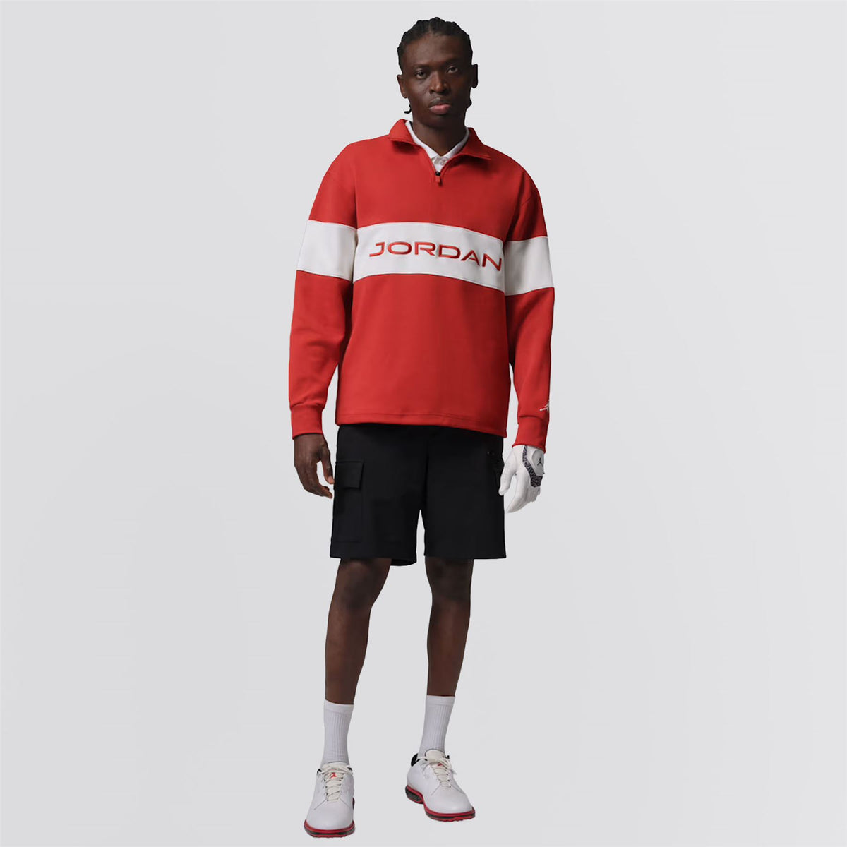 Jordan Dri-FIT Golf Half Zip Mid Layer Mystic Red/Sail