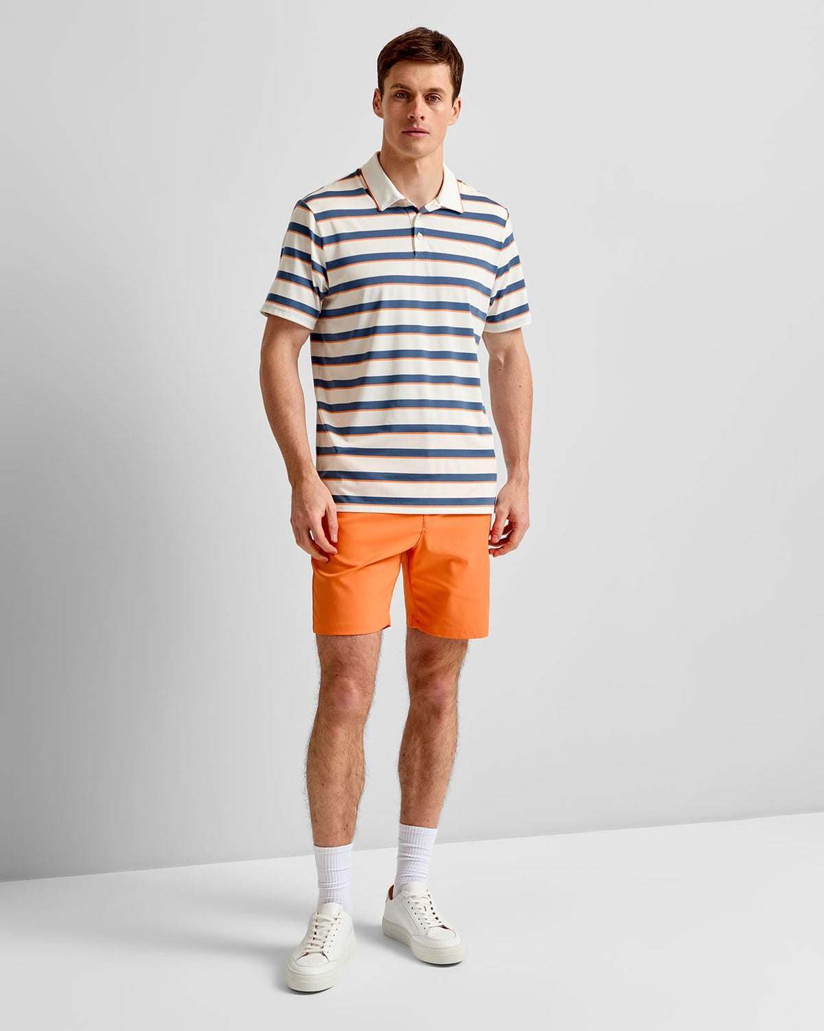 Cloudspun Stripe Polo Shirt Warm White/Dark Indigo