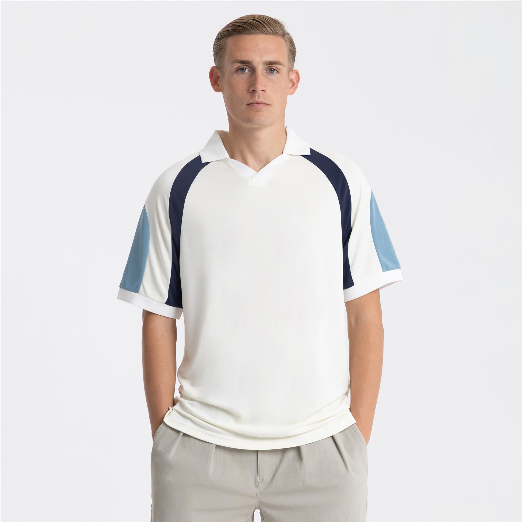 Curved Sleeve Athletic Polo Almond Milk