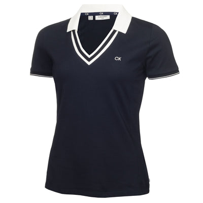 Womens Delaware Cotton Blend Polo Navy - SS24