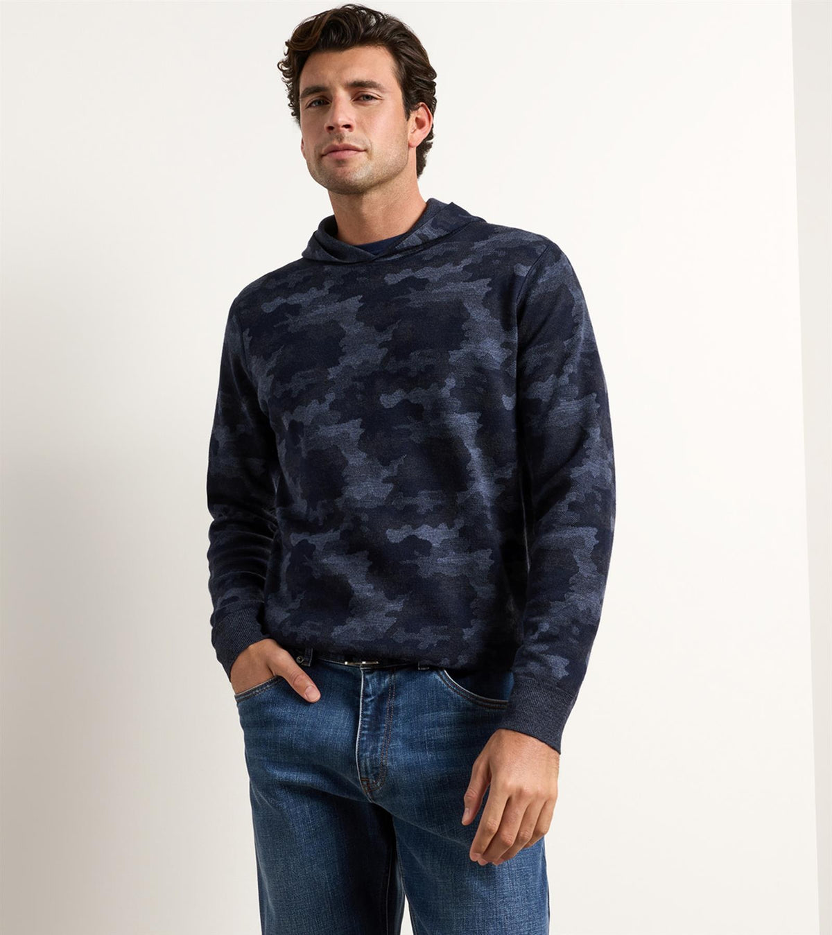 Reversible Camo Popover Hoodie Midnight Navy