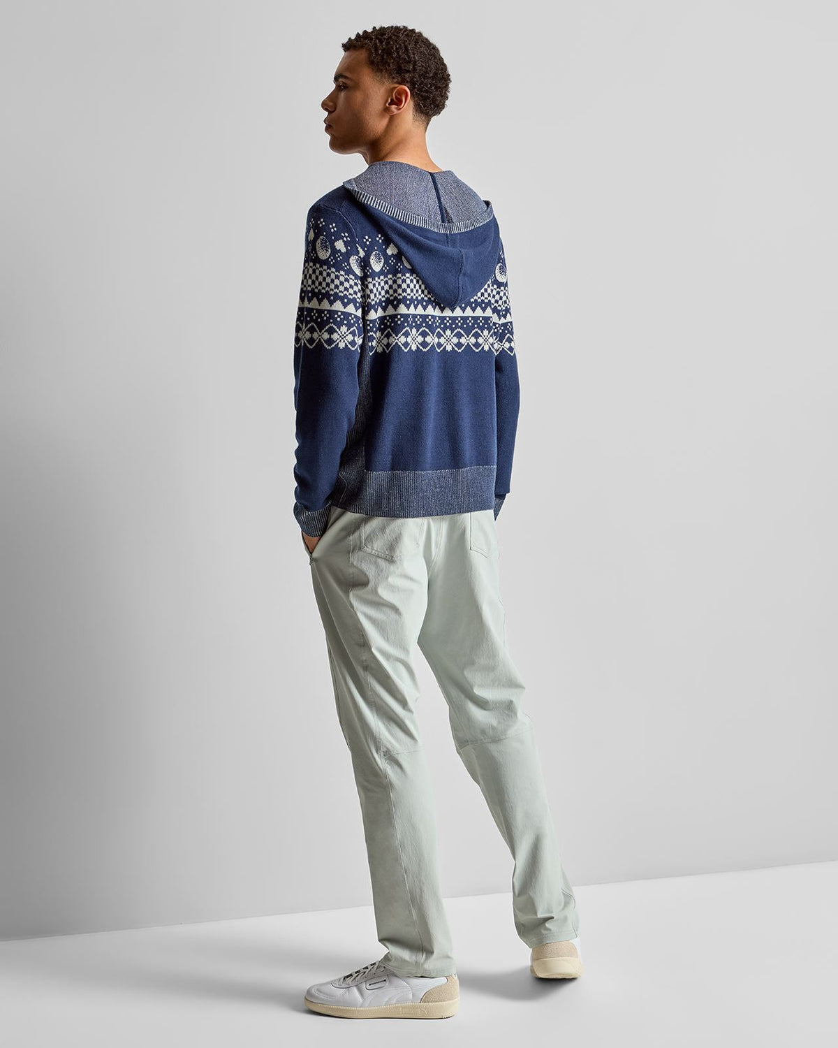Knit Zip Hoodie Navy