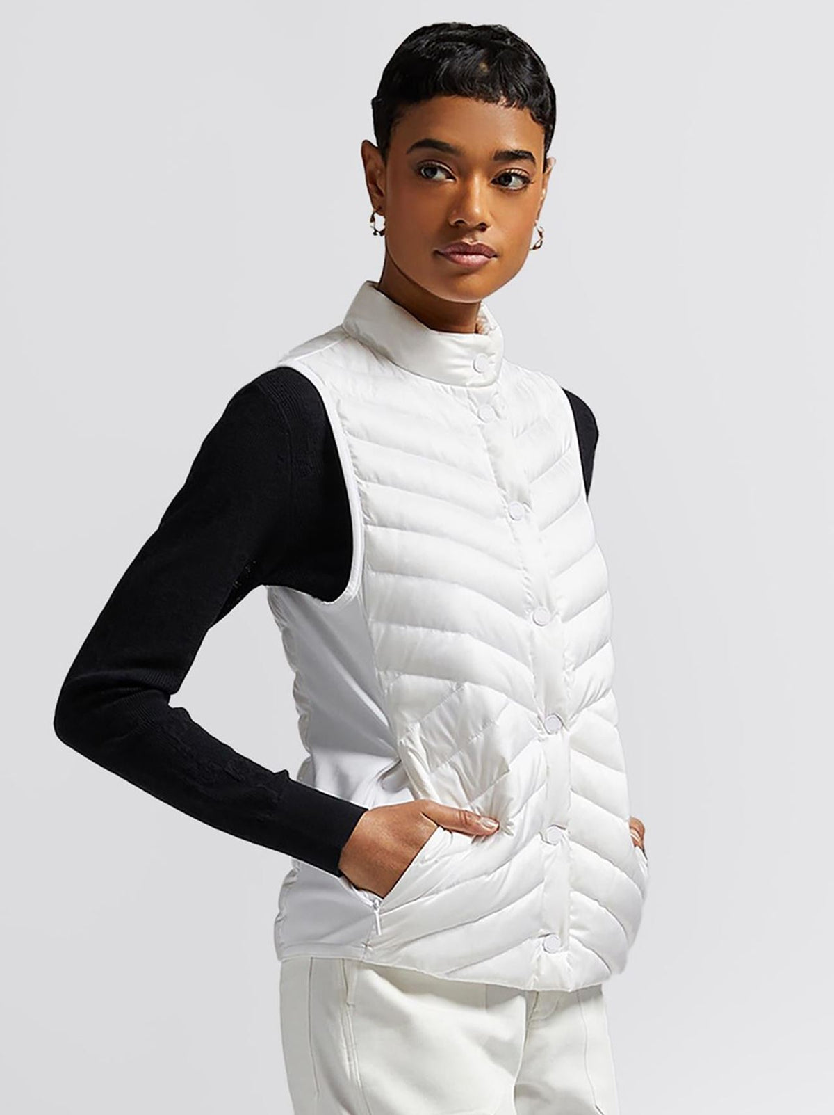 Down Quilted Taffeta Tech Gilet Snow