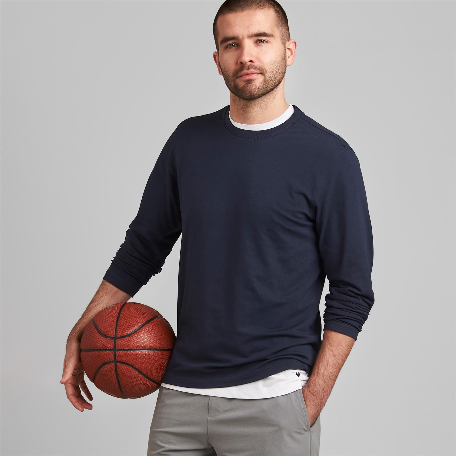 In Motion LS Crew Neck T-Shirt Navy