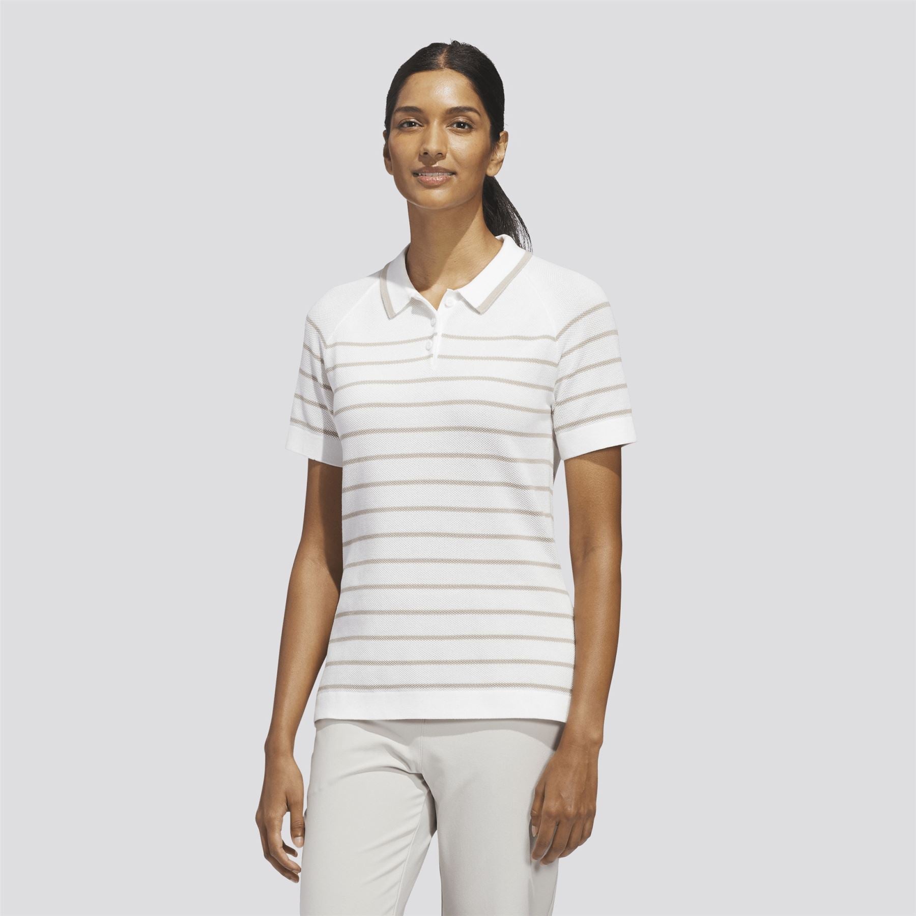 Ultimate365 5+ Stripe Knit Polo White