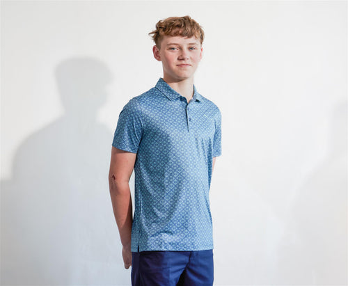 Boys Mattr Scallop Polo Shirt Dark Indigo/Mint Jelly