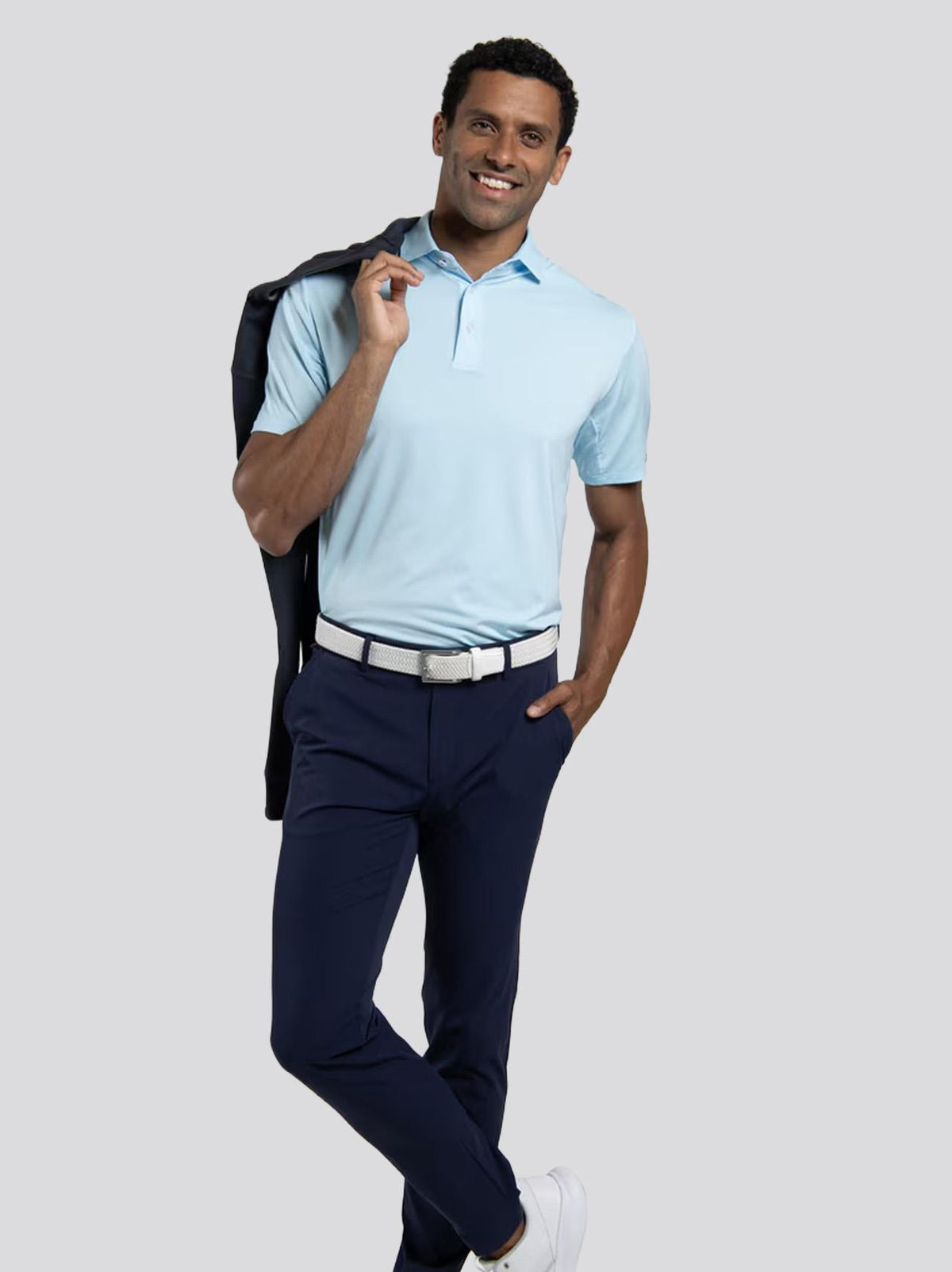 Soren Stripe Polo Poolside/White