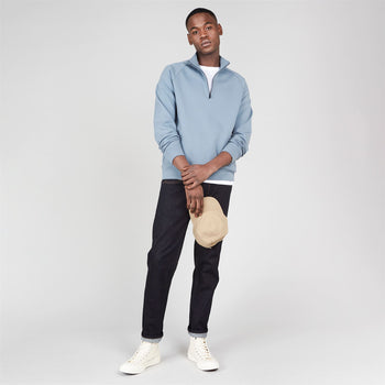 Premium Essentials Zip Neck Sweat Blue
