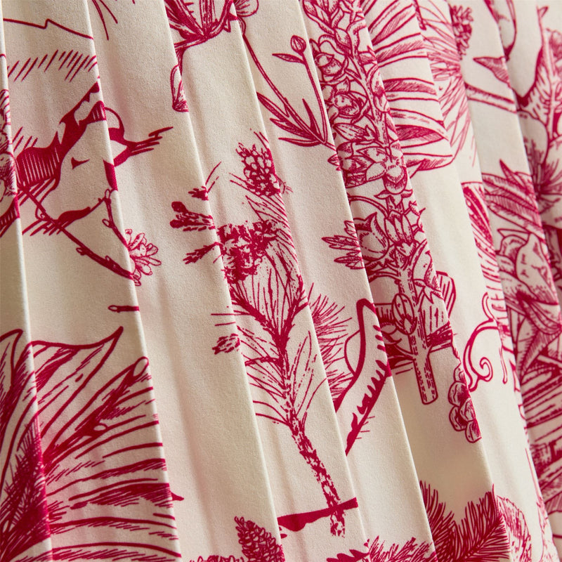 Knife Pleat Skirt Red Botanical