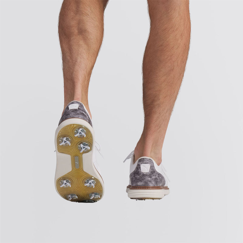 Avant Tour Spiked Golf Shoes Puma White/Brown Mushroom