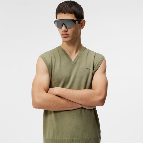 Liam Tour Merino Knitted Vest Oil Green