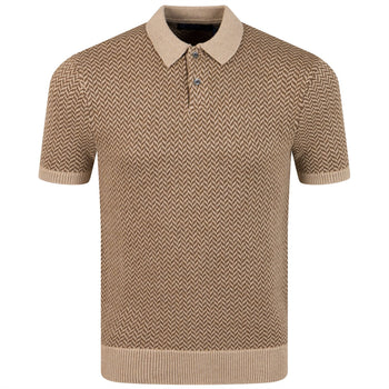x TRENDYGOLF Cotton Blend SS Herringbone Pullover Tan Multi