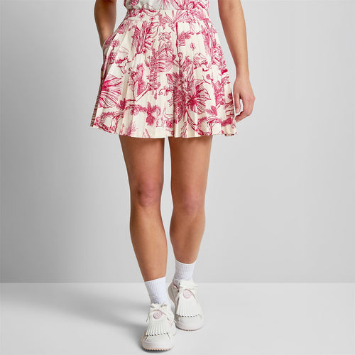 Knife Pleat Skirt Red Botanical