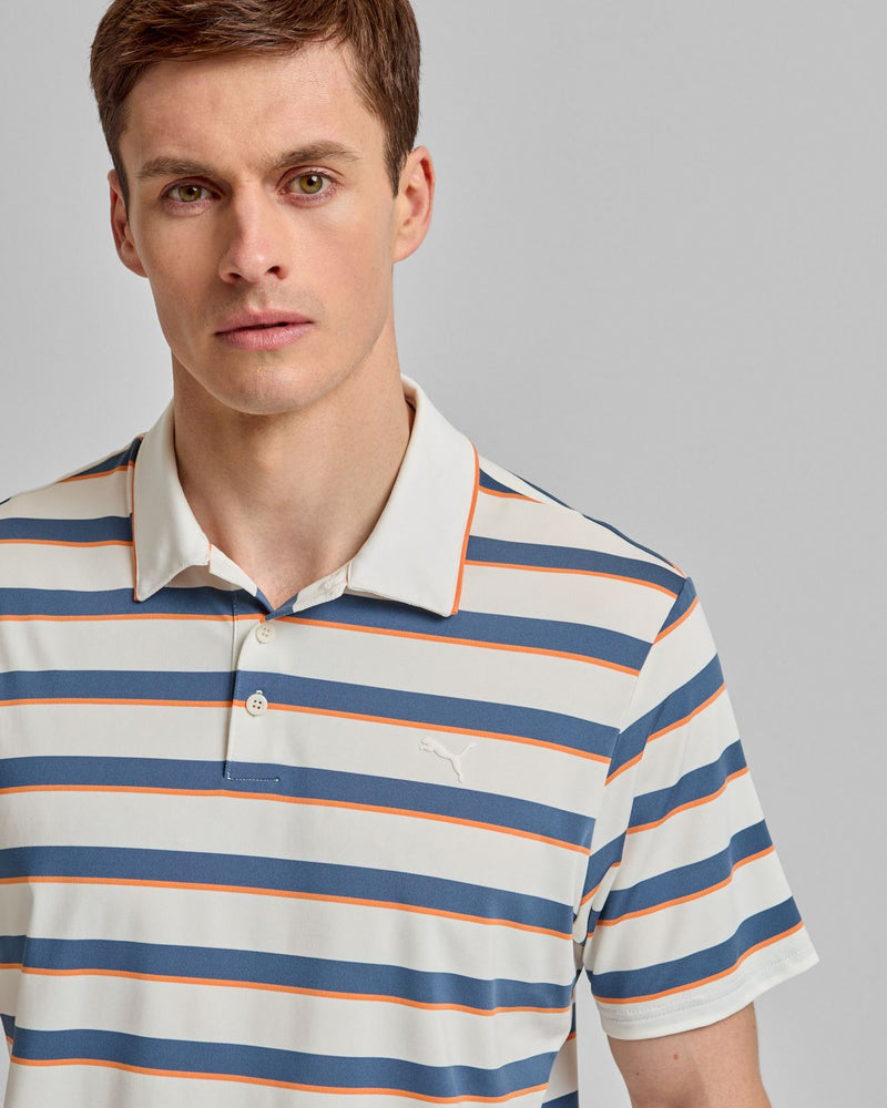Cloudspun Stripe Polo Shirt Warm White/Dark Indigo
