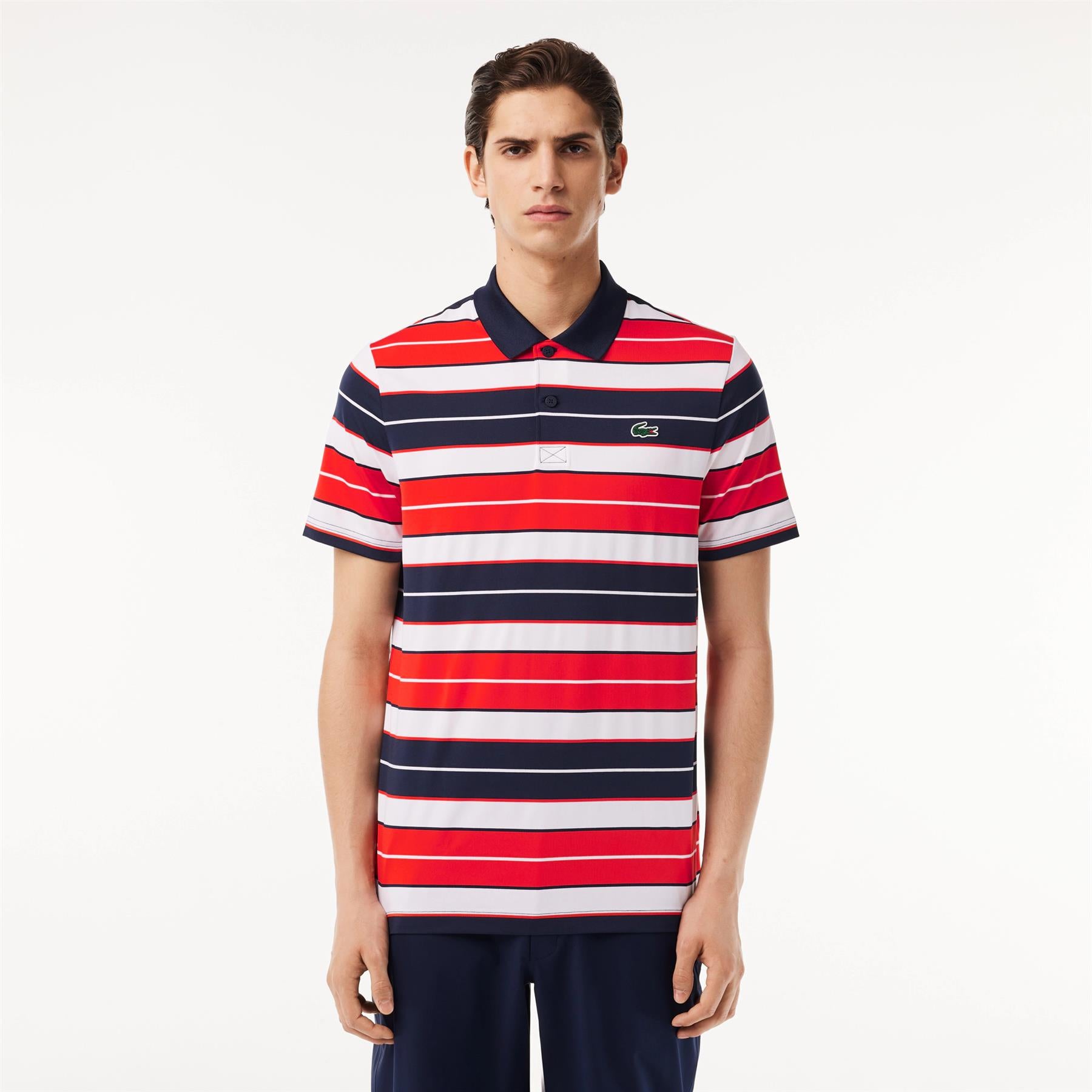 Red white and blue deals lacoste polo