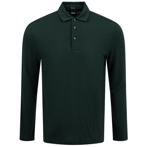 Person 20 Knitted Wool Long Sleeve Polo Open Green - W24