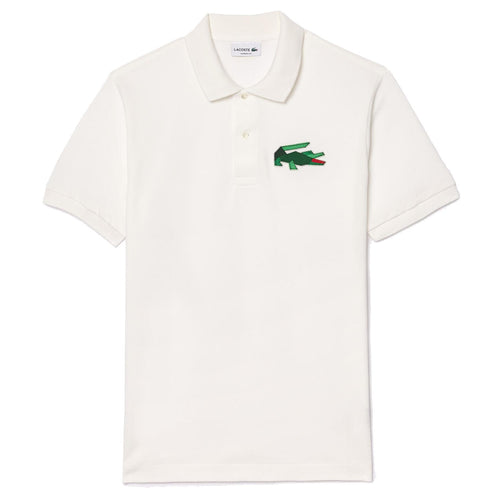 Enlarged Croc Cotton Knit Polo White - AW24