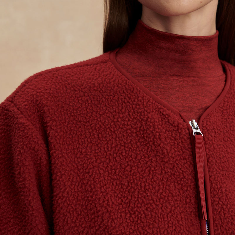 Marina Collarless Fleece Red Dahlia