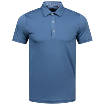 Fair Isle Trim Polo Blue Horizon