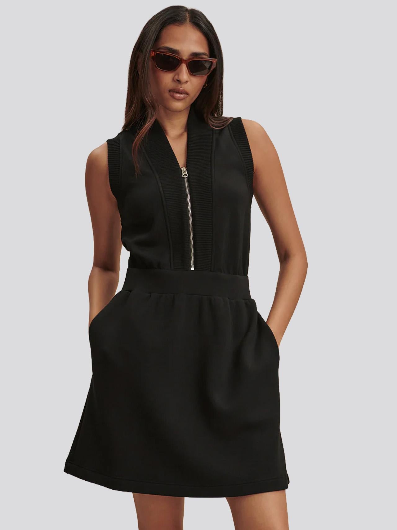 Polyanna Half Zip Dress Black