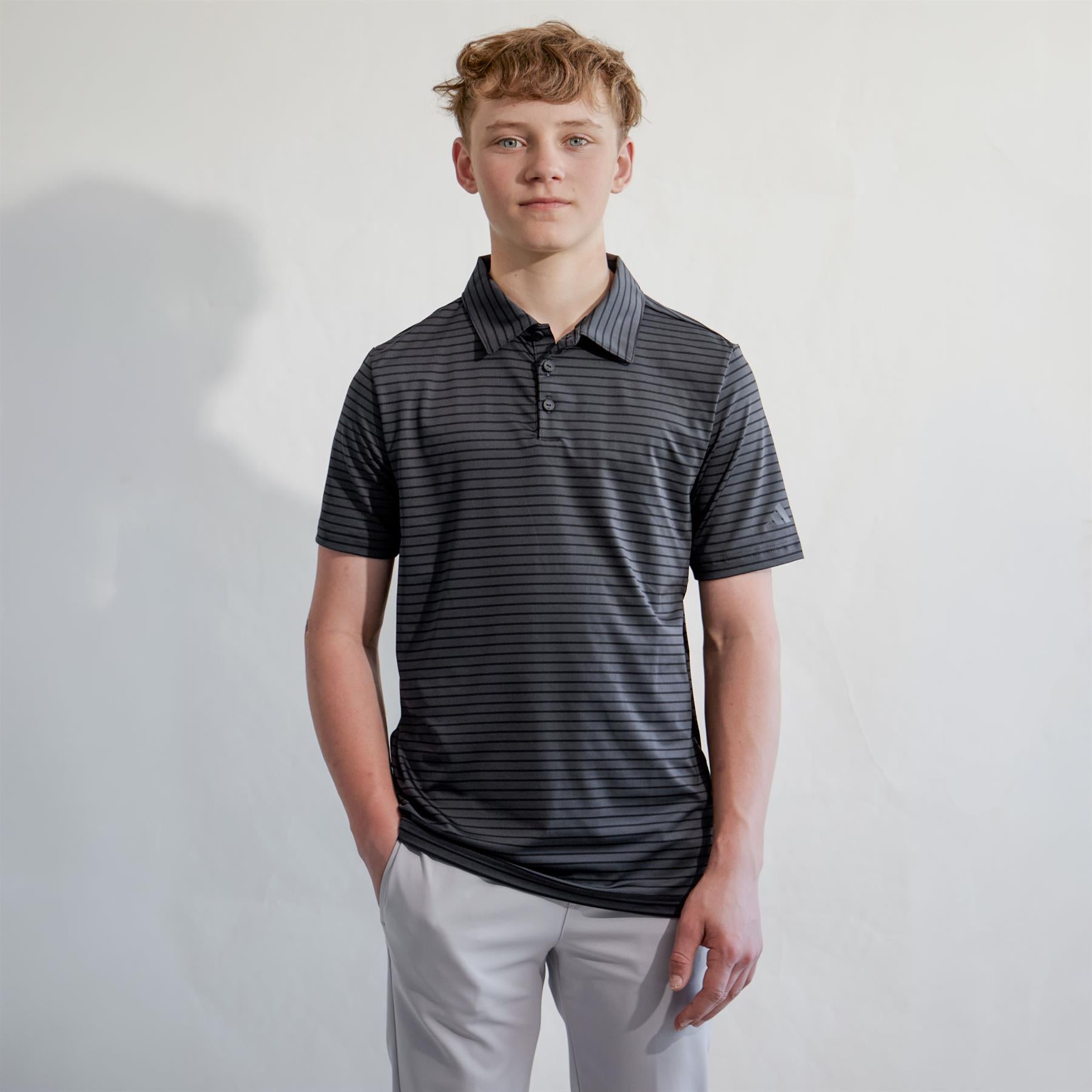 Boys Climacool Striped Polo Black