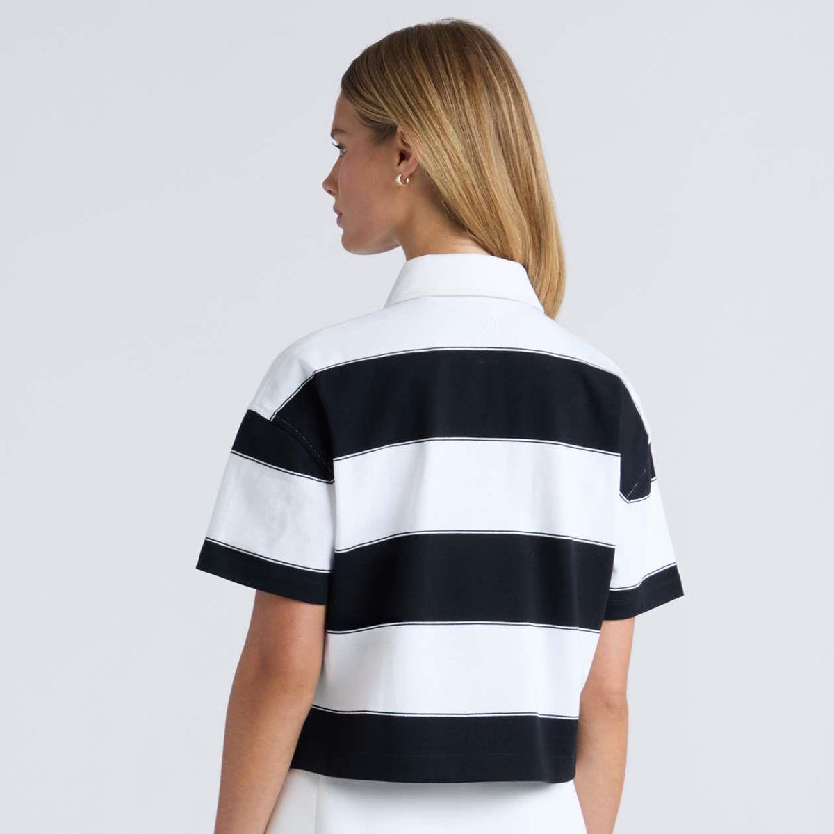 Striped It Boxy Rugby Polo Snow/Onyx