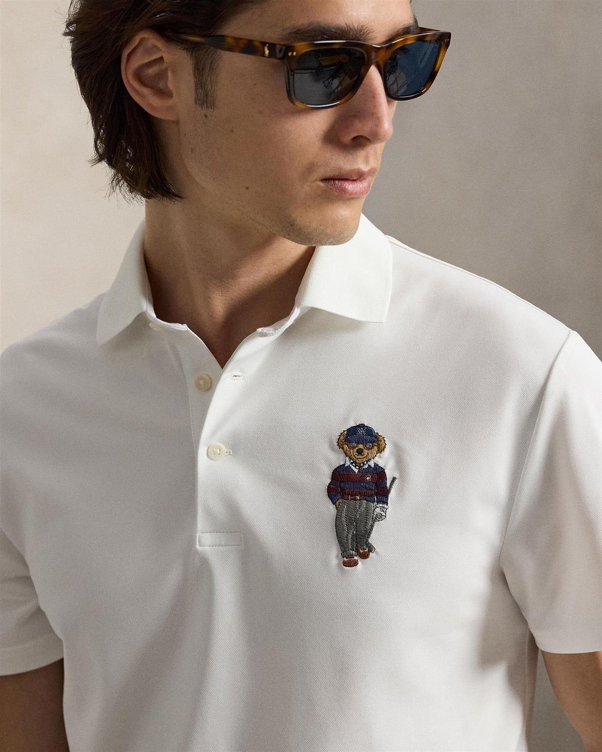 Tailored Fit Polo Bear Performance Polo Ceramic White
