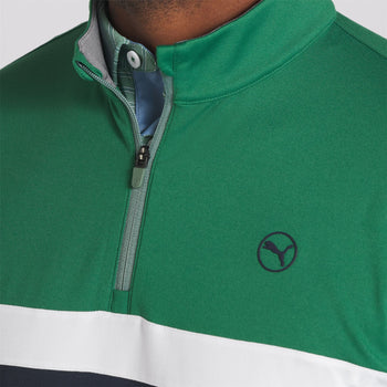 Pure Colourblock Quarter Zip Mid Layer Vine/Navy