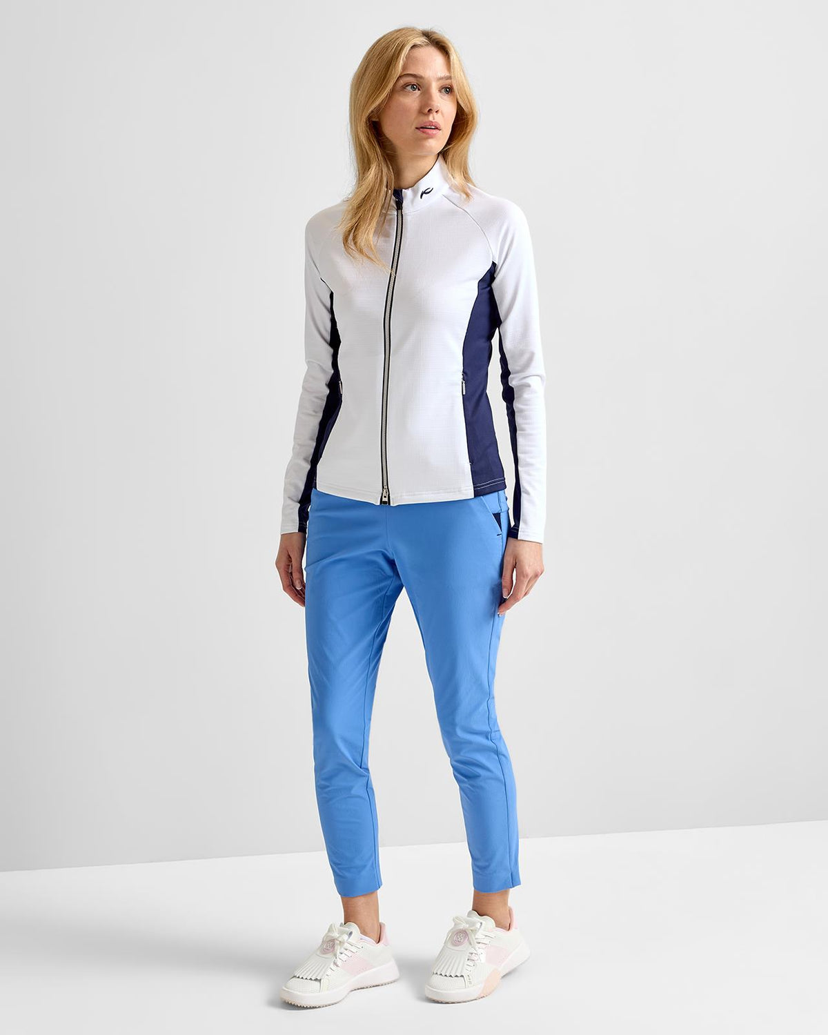 Emelia Half Zip Mid Layer Jacket White/Atlanta Blue