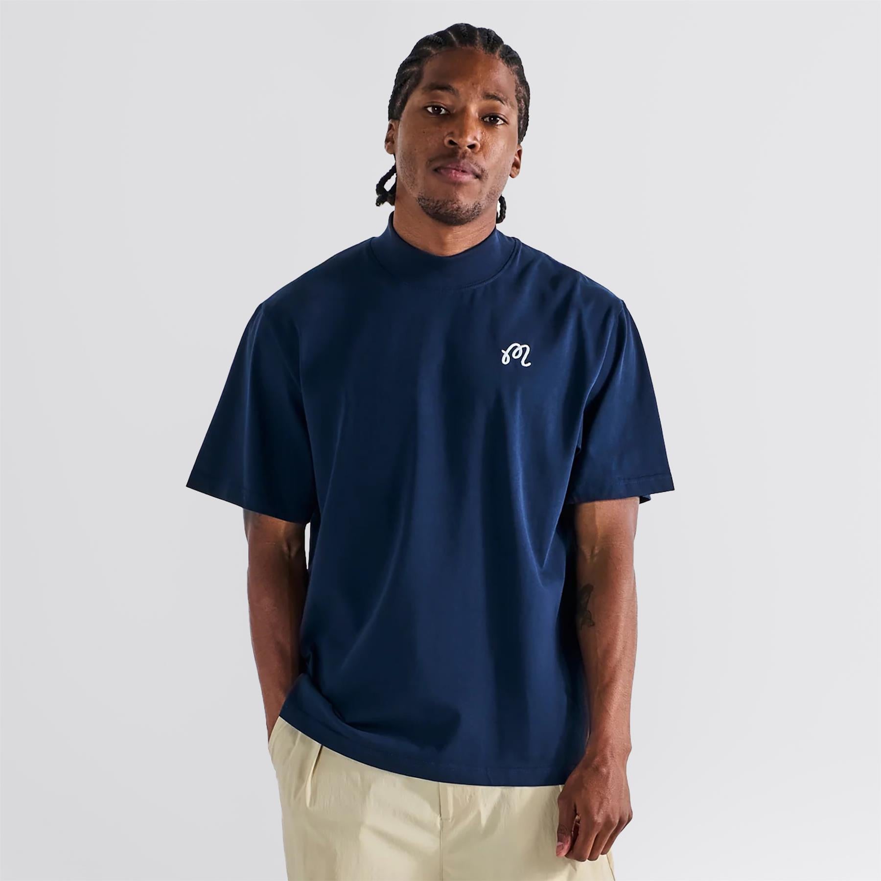 Malbon Golf Mare Mockneck T-Shirt Navy | TRENDYGOLF UK