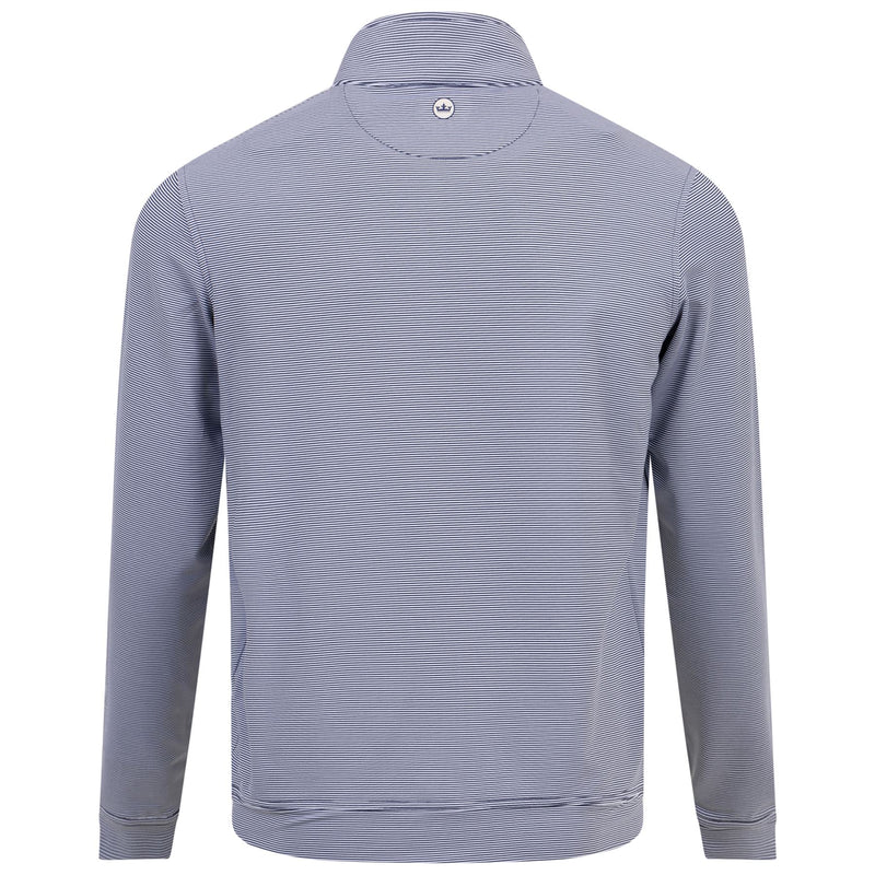 Perth Mini Stripe Quarter Zip Mid Layer Navy/White