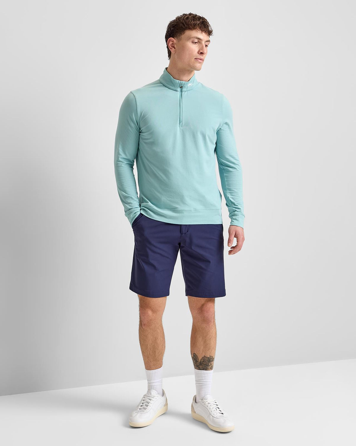 Hollow Pima Half Zip Mid Layer Riverbank