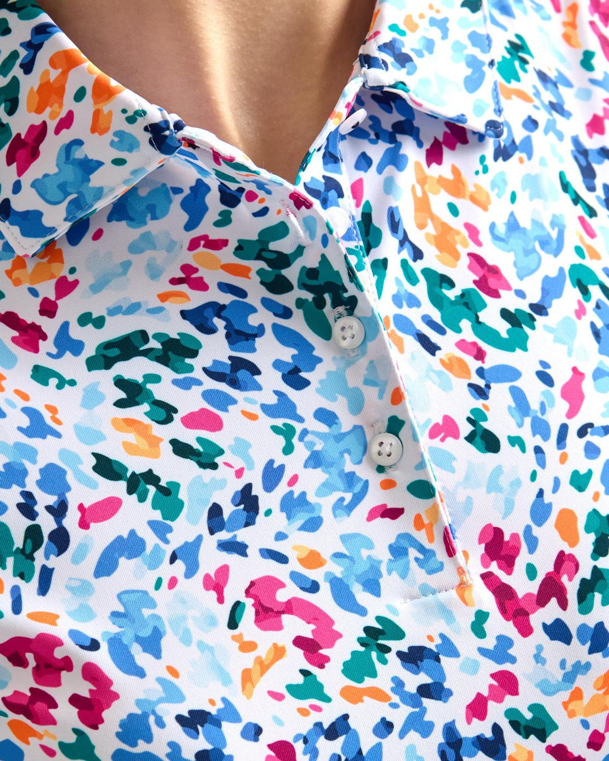 Enya Printed Polo White/Poolside