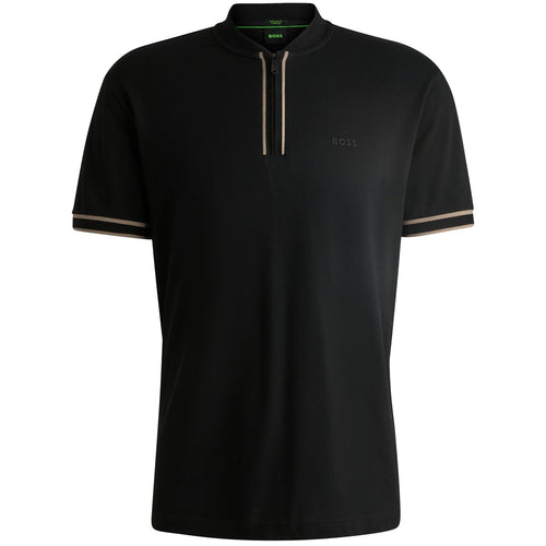 Pariq Cotton Quarter Zip Polo Black - W24