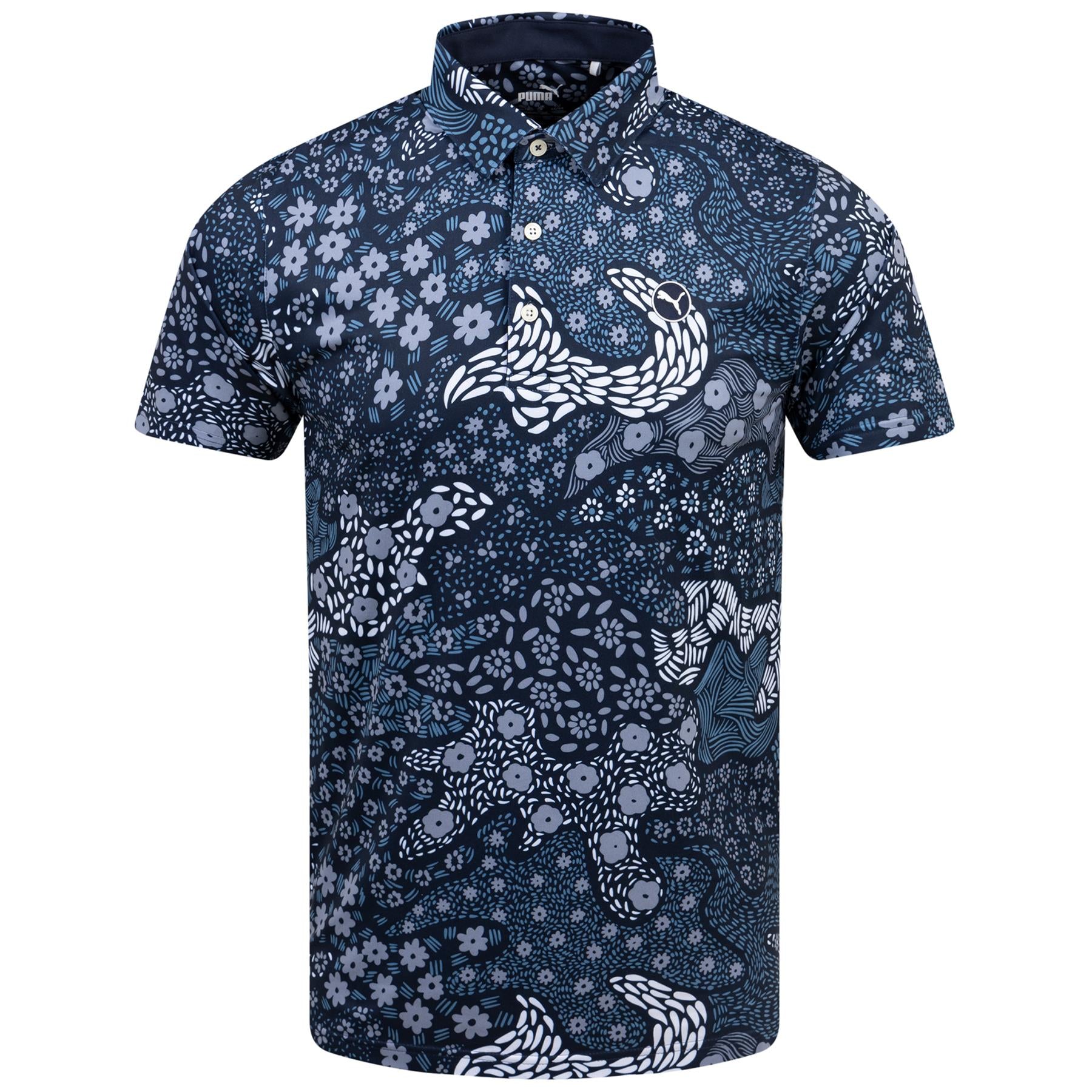 Cloudspun Bloom Camo Polo Deep Navy