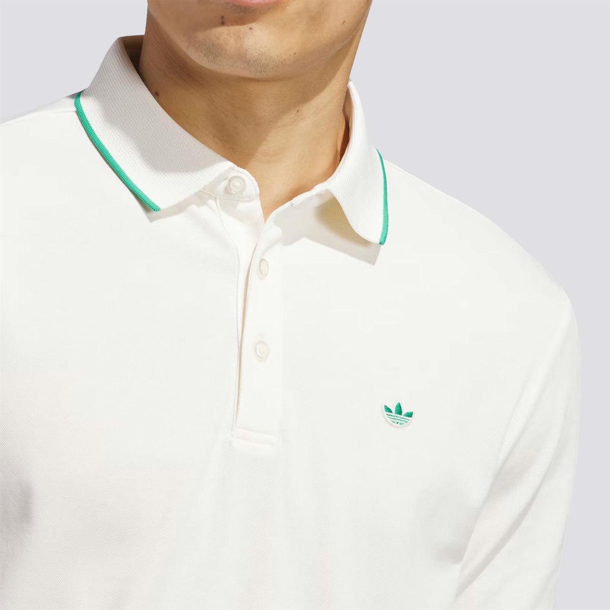 Originals Twistknit Trefoil Polo Chalk White/Court Green