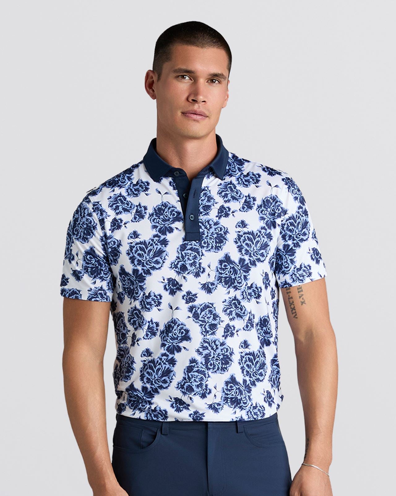 Floral Print Tech Jersey Polo Willow